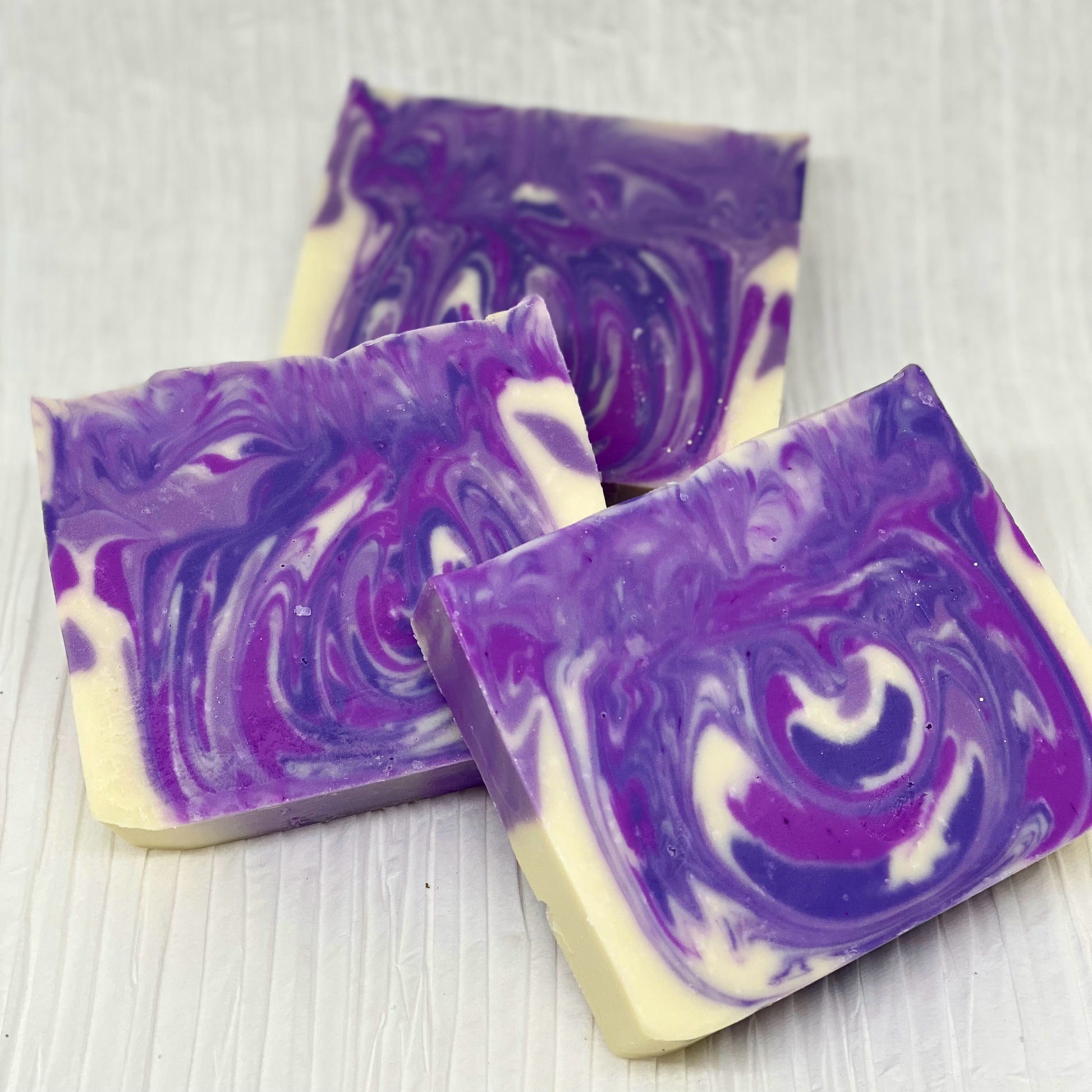 Homemade lavender soaps. Violet and white color handmade soap bars
